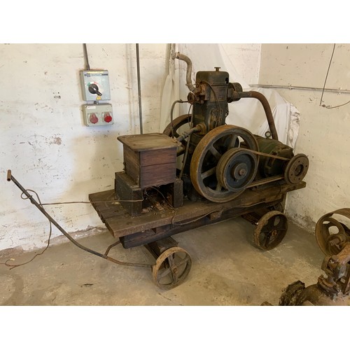 26 - LARGE TROLLEY MOUNTED LISTER CS STATIONARY ENGINE WITH STARTAMATIC WITH GENERATOR