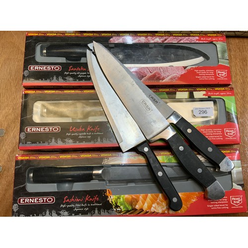 296 - VARIOUS BOXED ERNESTO KITCHEN KNIVES AND OTHERS