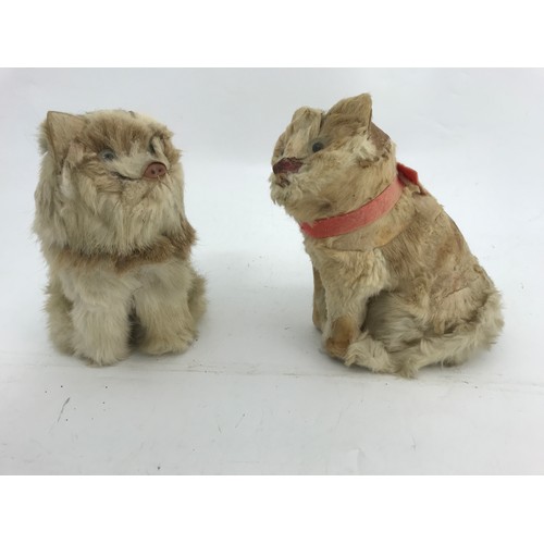 487 - 2 REAL FUR CAT FIGURES