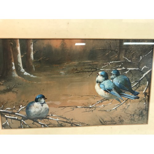 20 - WATERCOLOUR DEPICTING BIRDS WITH SIGNATURE POSSIBLY H GORMELLY, DATED 1910