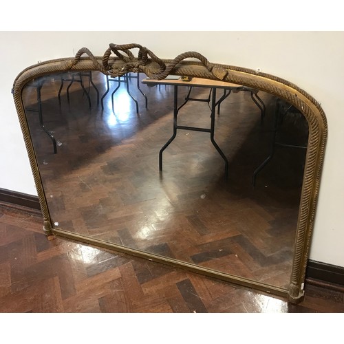 51 - LARGE ORNATE MIRROR APPROX. 142cm x 105cm HIGH , ORNATE DECORATION TO TOP, A/F