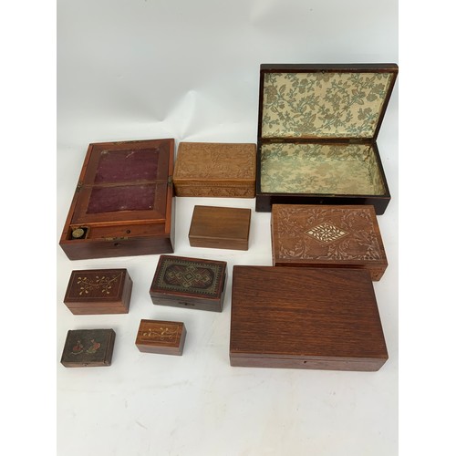 392 - COLLECTION OF TREEN BOXES