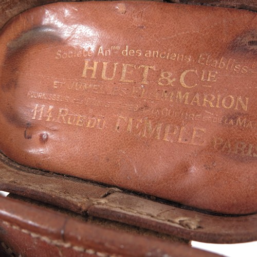 309 - PAIR OF VINTAGE HUET AND COMPANY BINOCULARS, POSSIBLY FRENCH MILITARY ISSUE, IN ORIGINAL LEATHER CAS... 