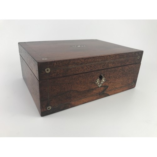 388 - ROSEWOOD AND MOTHER OF PEARL INLAID BOX