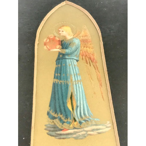 4 - VICTORIAN GOTHIC STYLE, POSSIBLY GERMAN, PICTURE DEPICTING ANGELS IN ARCHED MOUNTS WITH POSSIBLY HAN... 