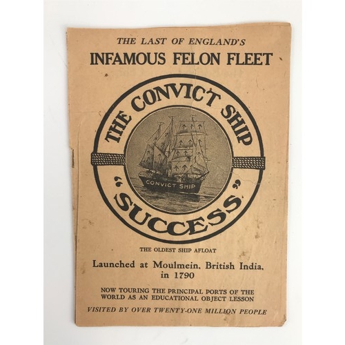 69 - MISC. EPHEMERA RELATING TO THE CONVICT SHIP ‘SUCCESS’ INCLUDING REAL PHOTO POSTCARDS, CONTEMPORARY P... 