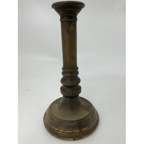 407 - CANDLESTICK AND IVORY HANDLED CORKSCREW