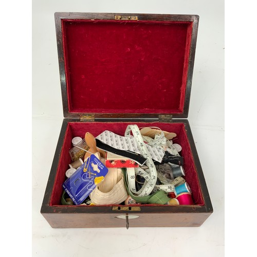 396 - SEWING BOX AND CONTENTS