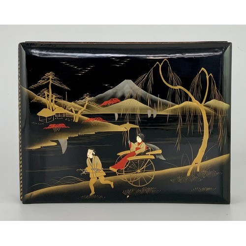 91 - JAPANESE LACQUERED POSTCARD ALBUMS AND CONTENTS