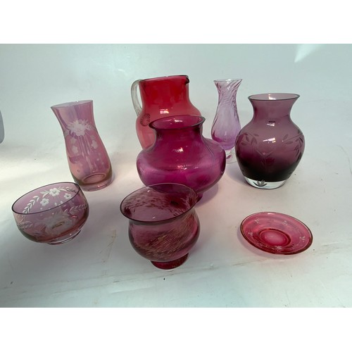 115 - COLLECTION OF RUBY AND COLOURED GLASSWARE