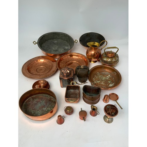 437 - BOX OF COPPERWARE