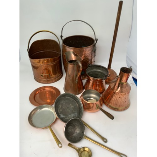 336 - BOX OF BRASS, COPPER AND OTHER METALWARE