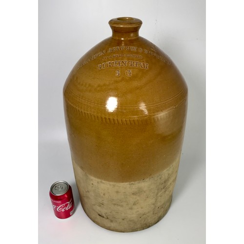 425 - VERY LARGE STONEWARE FLAGON, EDGBASTON BREWERY COMPANY LTD. BIRMINGHAM, NUMBERED 1495 AND WITH BURTO... 