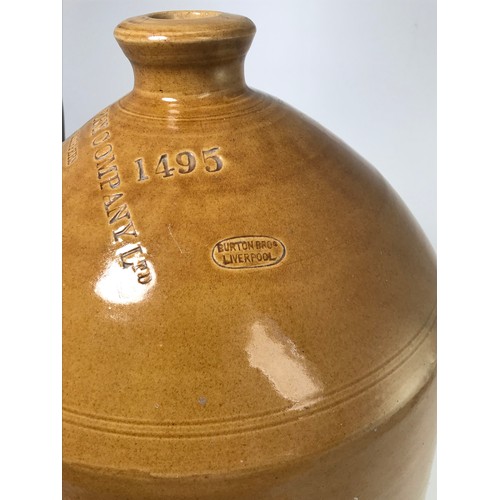 425 - VERY LARGE STONEWARE FLAGON, EDGBASTON BREWERY COMPANY LTD. BIRMINGHAM, NUMBERED 1495 AND WITH BURTO... 