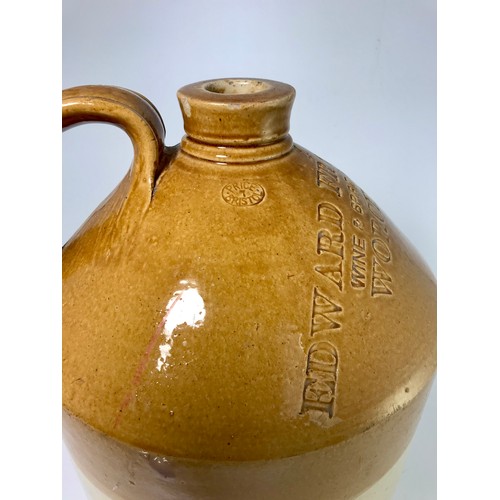 424 - VERY LARGE STONEWARE FLAGON, EDWARD FRANK WEST, WINE AND SPIRIT MERCHANT, WORCESTER, IMPRESSED 157 W... 