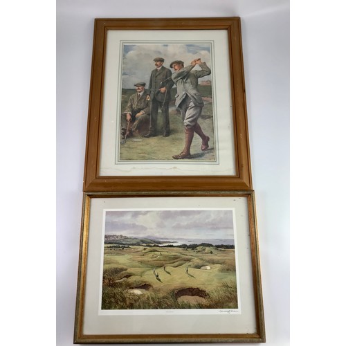 39 - SAM TORRANCE GOLFING RELATED CARICATURE SIGNED BOWMAN, POSSIBLY SIGNED BY SAM TORRANCE TOGETHER WITH... 