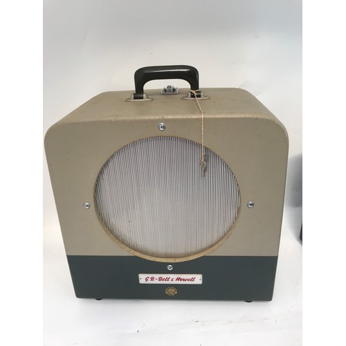 297 - BOXED G.B-BELL AND HOWELL 16 MM SOUND PROJECTOR AND SPEAKER, BOTH BOXED, TOGETHER WITH A VARIABLE MA... 