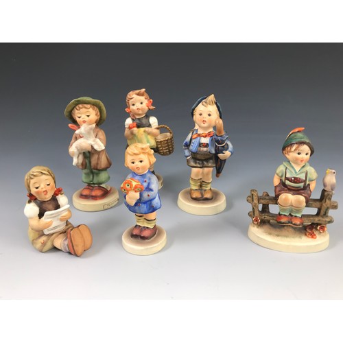 203 - MISC. HUMMEL FIGURES TOGETHER WITH AN UNUSUAL ART DECO FIGURE OF A SKIER