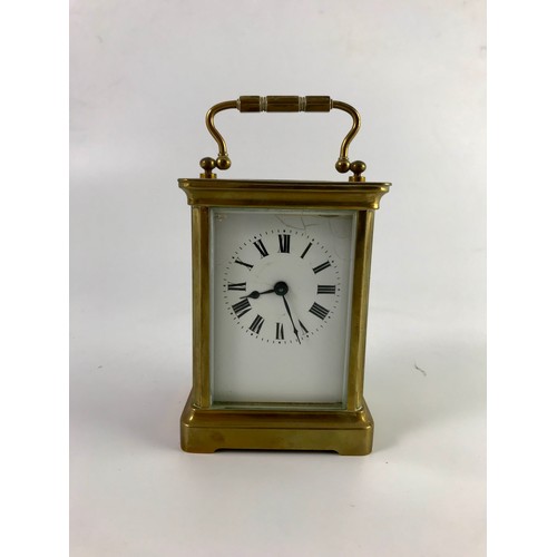 288 - SMALL 4 GLASS GILT BRASS FRENCH CARRIAGE CLOCK