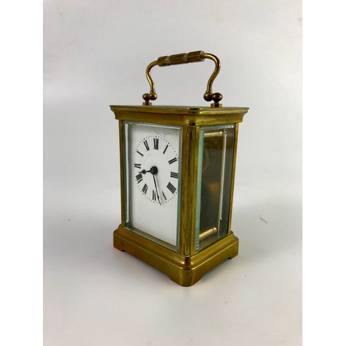 288 - SMALL 4 GLASS GILT BRASS FRENCH CARRIAGE CLOCK