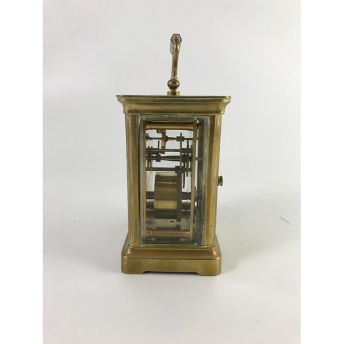 288 - SMALL 4 GLASS GILT BRASS FRENCH CARRIAGE CLOCK