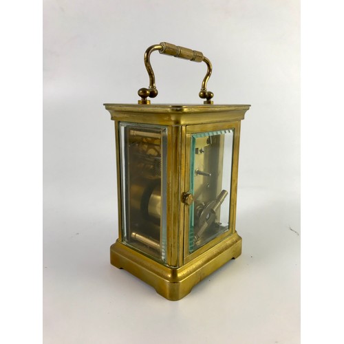 288 - SMALL 4 GLASS GILT BRASS FRENCH CARRIAGE CLOCK