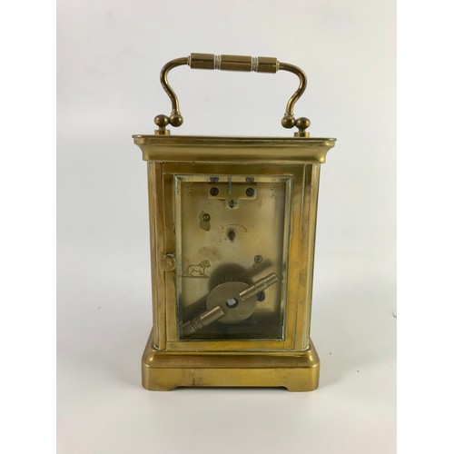 288 - SMALL 4 GLASS GILT BRASS FRENCH CARRIAGE CLOCK