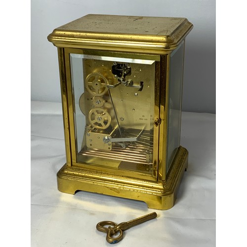 286 - RAPPORT LONDON SUBSTANTIAL CARRIAGE CLOCK MODERN WITH ROMAN NUMERAL FACE AND CHIMES APPROX 25CM HIGH