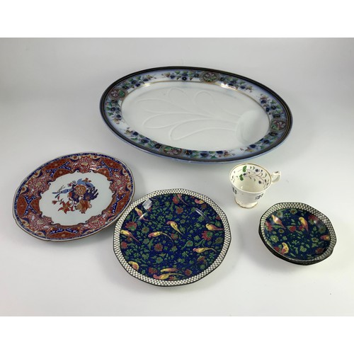 141 - QUANTITY MISC. CHINA AND PORCELAIN INCLUDING A MEAT/TURKEY PLATE, ROYAL DOULTON ITEMS AND A HAND PAI... 