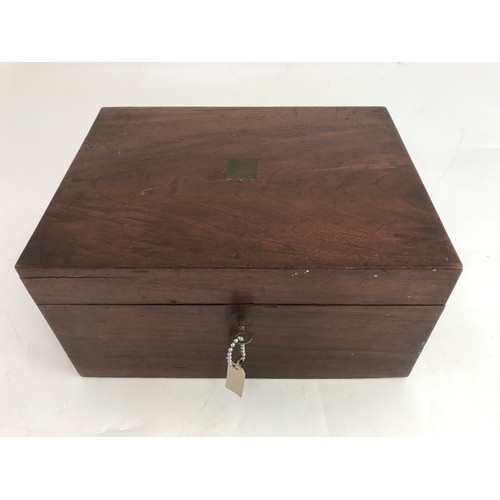 400 - WOODEN WRITING SLOPE WITH INK POT AND INLAY