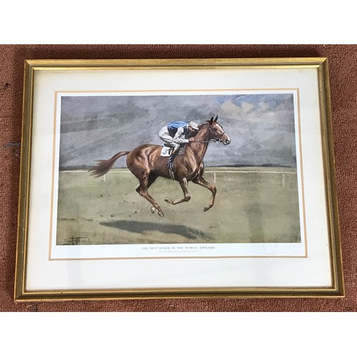 10 - LIONEL EDWARDS HUNTING PRINT TOGETHER WITH HORSE RACING PRINT SIGNED TO MARGIN AND 1 OTHER