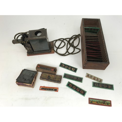 532 - MAGIC LANTERN AND COLLECTION OF VARIOUS LANTERN SLIDES