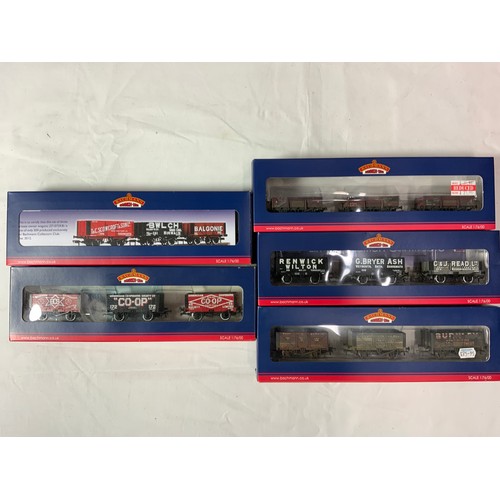 377 - 5 BACHMANN MODEL RAILWAY TRIPLE WAGON PACKS, PRIVATE OWNER, PRE GROUPING, INC NORTHERN OWNER WAGONS,... 