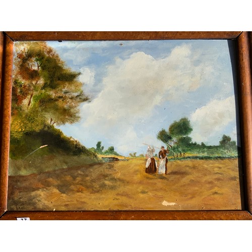 17 - OIL ON CANVAS C N FRENCH,  A/F & 2 ORNATE FRAMES WITH PICTURES.