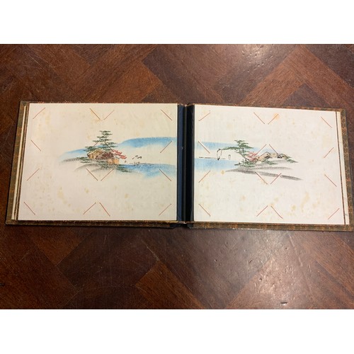 91 - JAPANESE LACQUERED POSTCARD ALBUMS AND CONTENTS