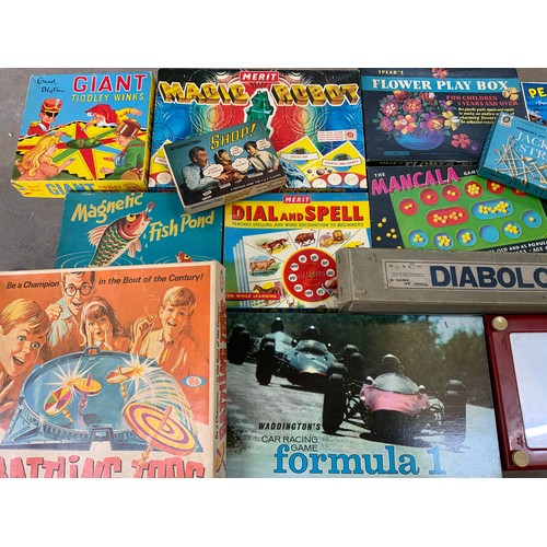 43 - QTY. OF MODERN GAMES INC. MERIT DRIVING TEST, BATTLING TOPS, MERIT MAGIC ROBOT, MISS WORLD GAME, WAD... 