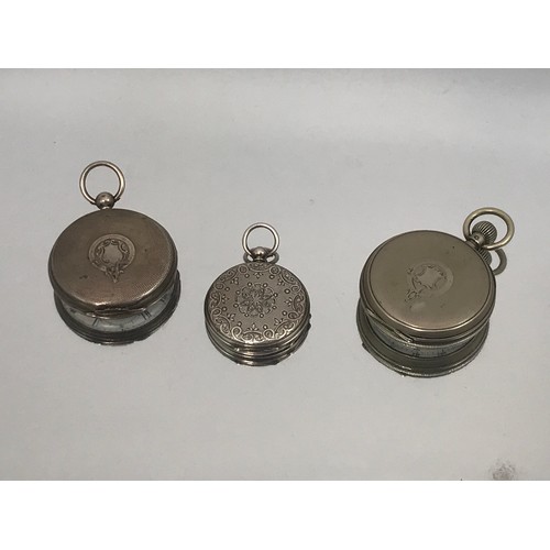 360 - 3 SILVER CASED OPEN FACE POCKET WATCHES