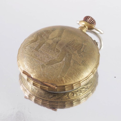 361 - FERROVIE DELLO STATO ENGRAVED POCKET WATCH WITH TENNIS DECORATION HAVING BREVET GOLD MEDAL MOVEMENT ... 