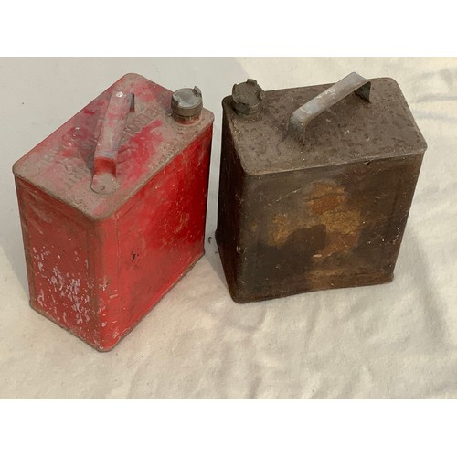 13 - 2 VINTAGE PETROL CANS, BP AND A RED PETROL CAN