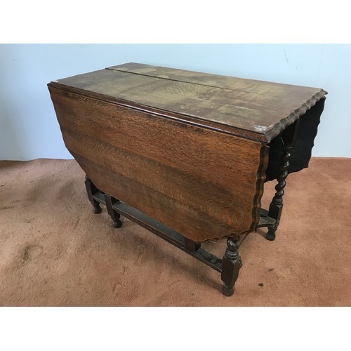 171 - OAK DROP LEAF DINING TABLE WITH BARLEY TWIST LEGS