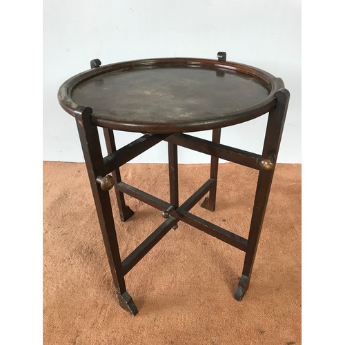 142 - UNUSUAL ROUND TOP FOLDING OCCASIONAL TABLE