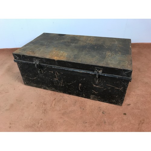 237 - OLD HEAVY DUTY METAL TRUNK 91cms