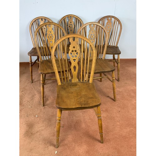 380 - SET OF 6 WHEEL BACK KITCHEN CHAIRS