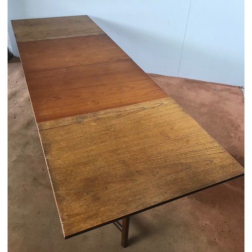 127 - LATE CENTURY NARROW FOLDING LEAF DINING TABLE 281cm, DANISH FURNITURE MAKERS CONTROL, IN THE MANNER ... 