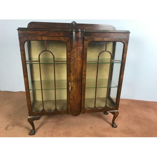 214 - GLAZED DISPLAY CABINET ON BALL AND CLAW FEET