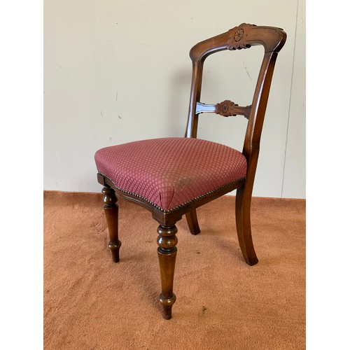 381 - SET OF 6 LATE VICTORIAN DINING CHAIRS WITH OVER STUFFED SEATS