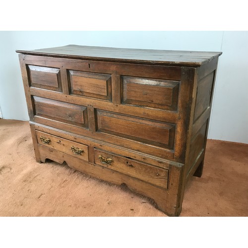 202 - ANTIQUE OAK MULE CHEST 129cms LONG