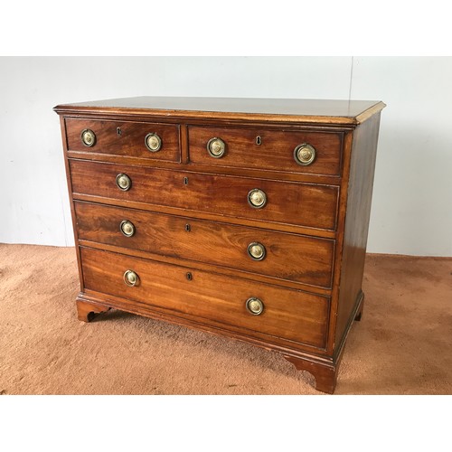 177 - REGENCY MAHOGANY CHEST OF 2 OVER 3 DRAWERS ON BRACKET FEET WITH BRASS RING HANDLES