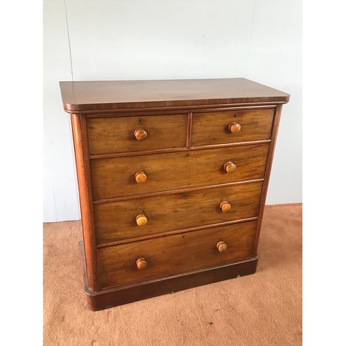 193 - VICTORIAN CHEST OF DRAWERS 2 OVER 3 WITH TURNED HANDLES