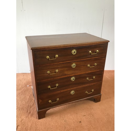 191 - REGENCY CHEST OF 4 LONG DRAWERS ON BRACKET FEET WITH GEOMETRIC HANDLES